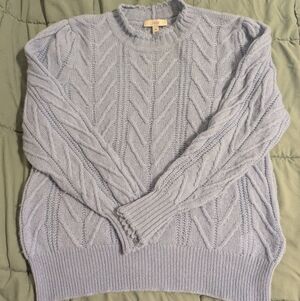 Joie Light Blue Cable-Textured Crewneck Sweater